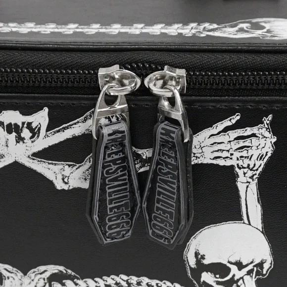 Kreepsville Black Coffin-Shaped Handbag with Skeleton Design - Picture 7 of 12
